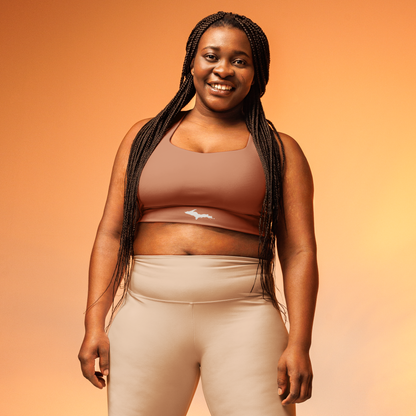 Michigan Upper Peninsula Longline Sports Bra (w/ UP Outline) | Copper Color