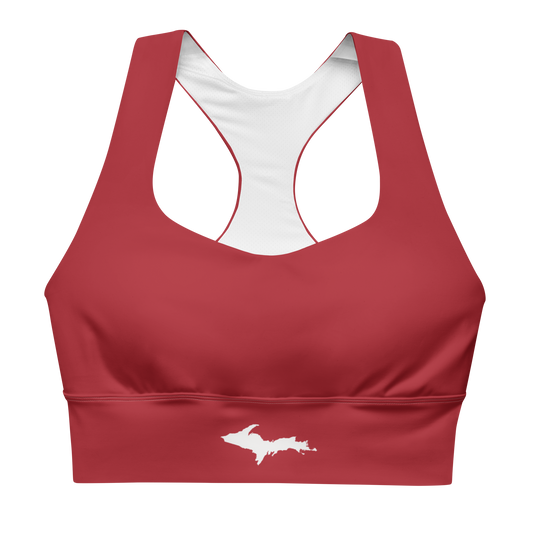 Michigan Upper Peninsula Longline Sports Bra (w/ UP Outline) | Thimbleberry Red