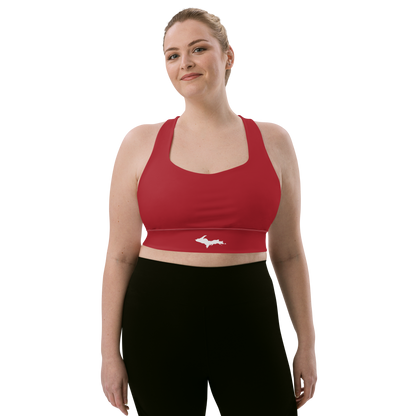 Michigan Upper Peninsula Longline Sports Bra (w/ UP Outline) | Thimbleberry Red