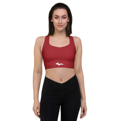 Michigan Upper Peninsula Longline Sports Bra (w/ UP Outline) | Thimbleberry Red