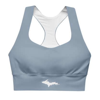 Michigan Upper Peninsula Longline Sports Bra (w/ UP Outline) | B-24 Grey