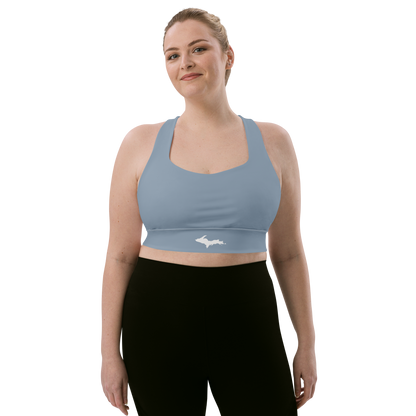 Michigan Upper Peninsula Longline Sports Bra (w/ UP Outline) | B-24 Grey