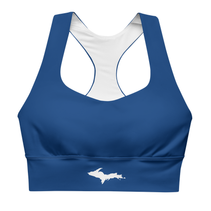 Michigan Upper Peninsula Longline Sports Bra (w/ UP Outline) | Dearborn Blue