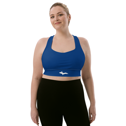 Michigan Upper Peninsula Longline Sports Bra (w/ UP Outline) | Dearborn Blue