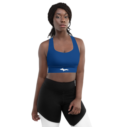 Michigan Upper Peninsula Longline Sports Bra (w/ UP Outline) | Dearborn Blue