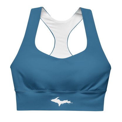 Michigan Upper Peninsula Longline Sports Bra (w/ UP Outline) | Blueberry