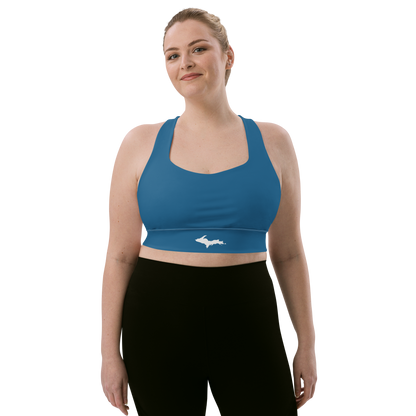 Michigan Upper Peninsula Longline Sports Bra (w/ UP Outline) | Blueberry