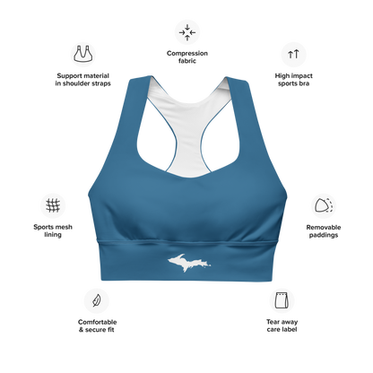 Michigan Upper Peninsula Longline Sports Bra (w/ UP Outline) | Blueberry