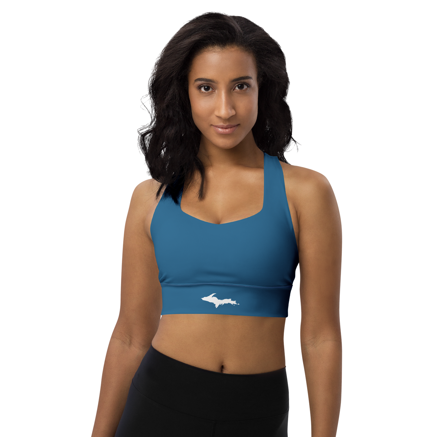 Michigan Upper Peninsula Longline Sports Bra (w/ UP Outline) | Blueberry