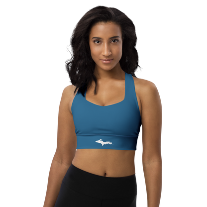 Michigan Upper Peninsula Longline Sports Bra (w/ UP Outline) | Blueberry