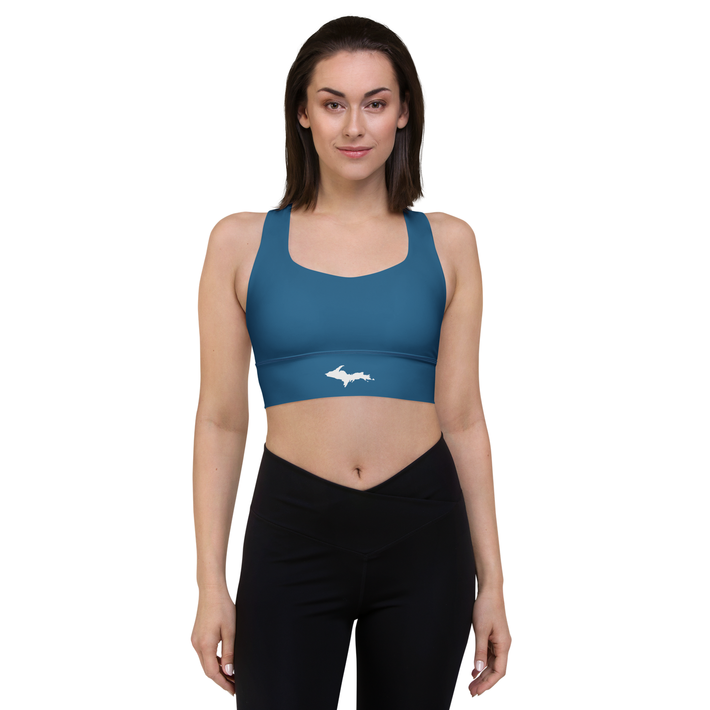 Michigan Upper Peninsula Longline Sports Bra (w/ UP Outline) | Blueberry