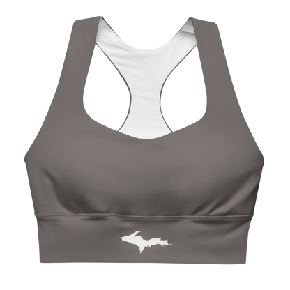 Michigan Upper Peninsula Longline Sports Bra (w/ UP Outline) | Warren Tank Grey