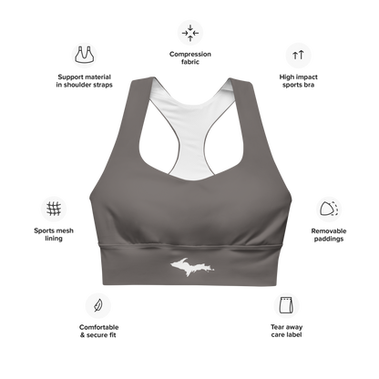 Michigan Upper Peninsula Longline Sports Bra (w/ UP Outline) | Warren Tank Grey