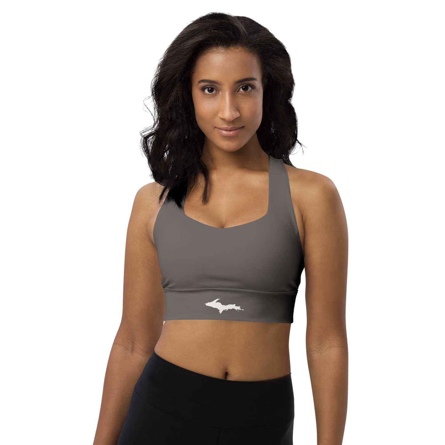 Michigan Upper Peninsula Longline Sports Bra (w/ UP Outline) | Warren Tank Grey