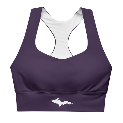 Michigan Upper Peninsula Longline Sports Bra (w/ UP Outline) | Blackcurrant