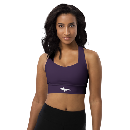 Michigan Upper Peninsula Longline Sports Bra (w/ UP Outline) | Blackcurrant