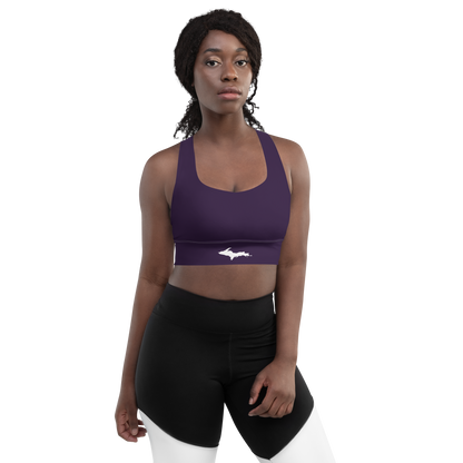 Michigan Upper Peninsula Longline Sports Bra (w/ UP Outline) | Blackcurrant