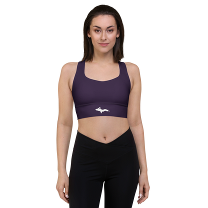 Michigan Upper Peninsula Longline Sports Bra (w/ UP Outline) | Blackcurrant