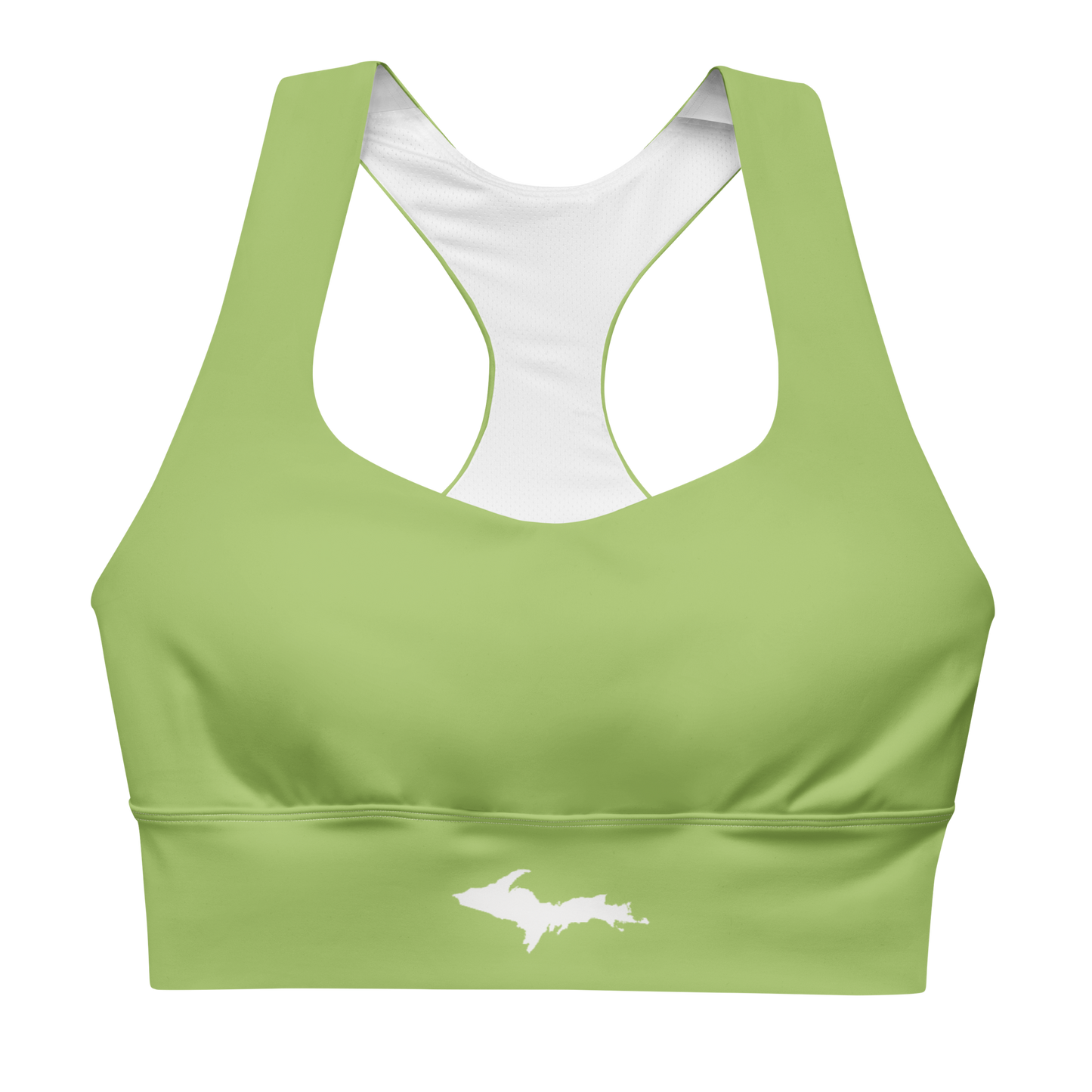 Michigan Upper Peninsula Longline Sports Bra (w/ UP Outline) | Gooseberry Green