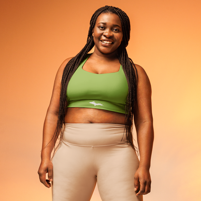 Michigan Upper Peninsula Longline Sports Bra (w/ UP Outline) | Gooseberry Green