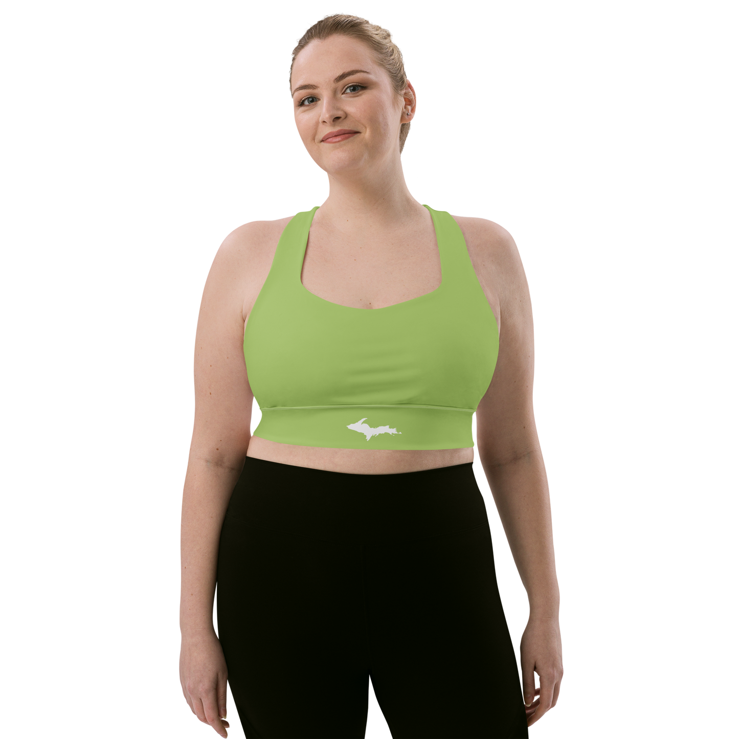 Michigan Upper Peninsula Longline Sports Bra (w/ UP Outline) | Gooseberry Green