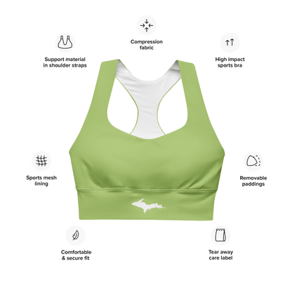 Michigan Upper Peninsula Longline Sports Bra (w/ UP Outline) | Gooseberry Green