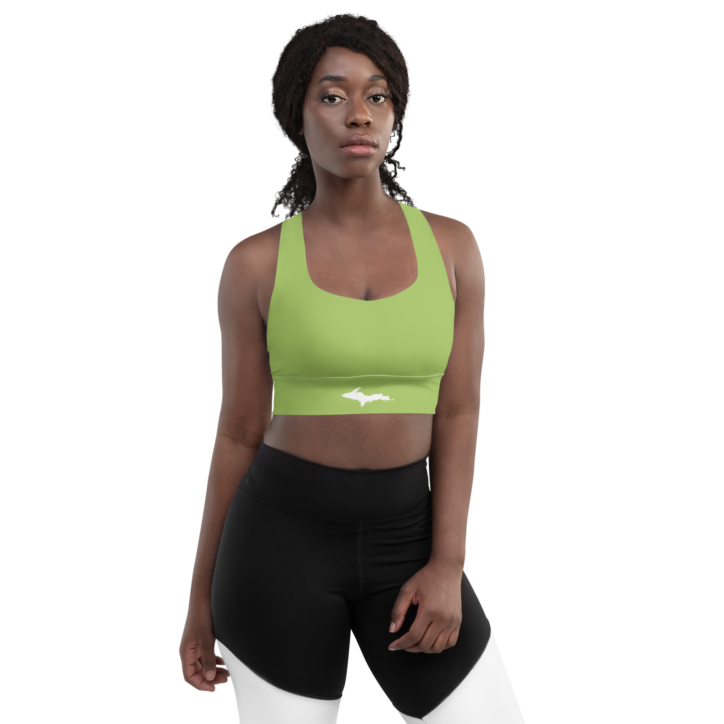 Michigan Upper Peninsula Longline Sports Bra (w/ UP Outline) | Gooseberry Green