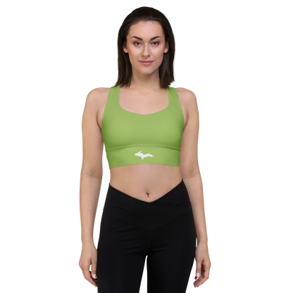 Michigan Upper Peninsula Longline Sports Bra (w/ UP Outline) | Gooseberry Green