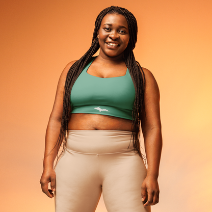 Michigan Upper Peninsula Longline Sports Bra (w/ UP Outline) | Tea Green