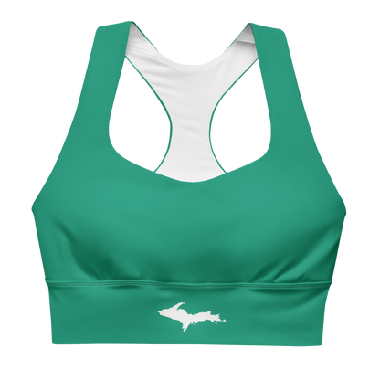 Michigan Upper Peninsula Longline Sports Bra (w/ UP Outline) | Emerald Green