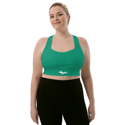 Michigan Upper Peninsula Longline Sports Bra (w/ UP Outline) | Emerald Green