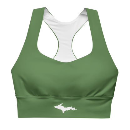 Michigan Upper Peninsula Longline Sports Bra (w/ UP Outline) | Army Green