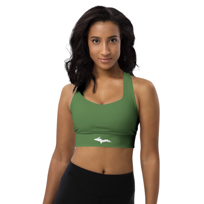 Michigan Upper Peninsula Longline Sports Bra (w/ UP Outline) | Army Green