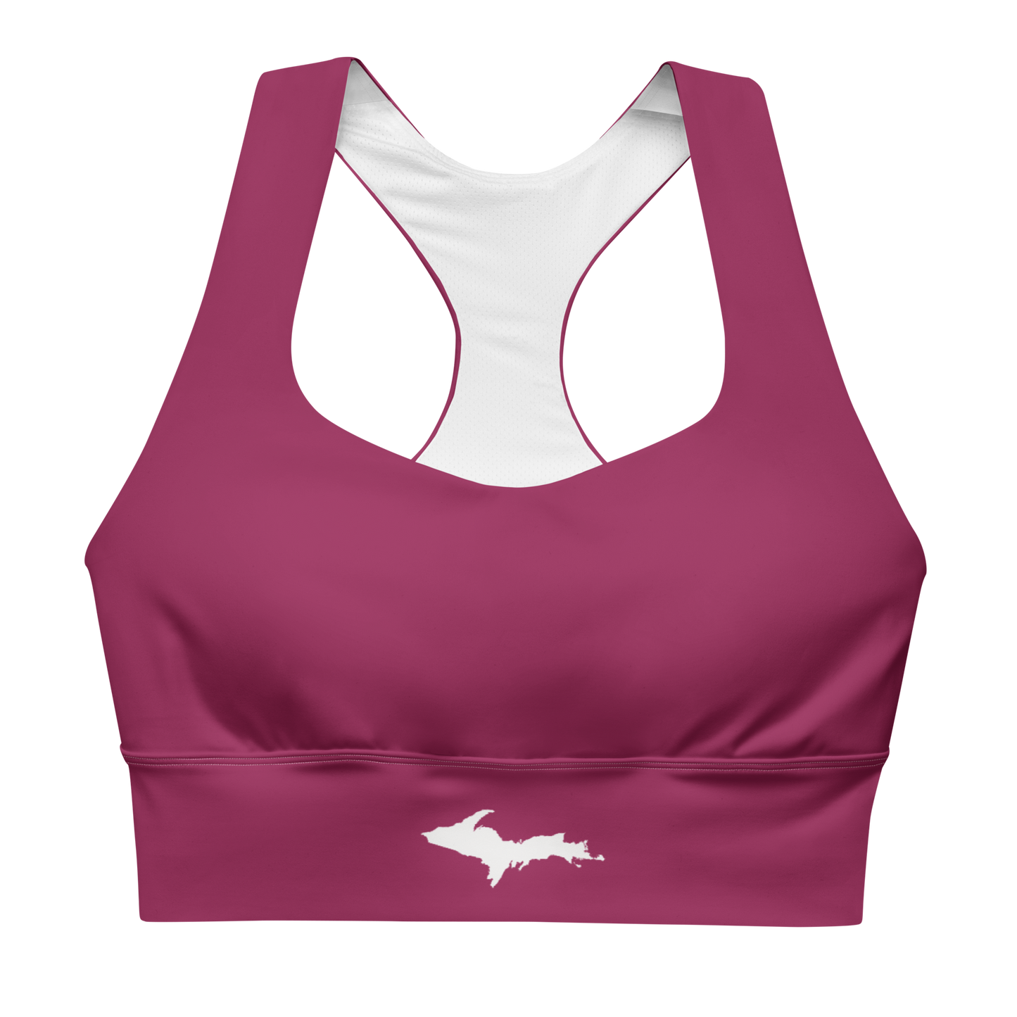 Michigan Upper Peninsula Longline Sports Bra (w/ UP Outline) | Ruby Red