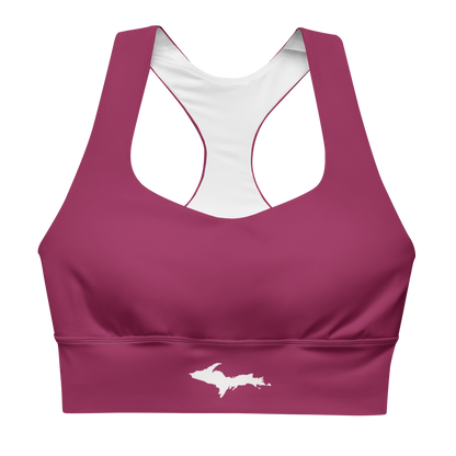 Michigan Upper Peninsula Longline Sports Bra (w/ UP Outline) | Ruby Red