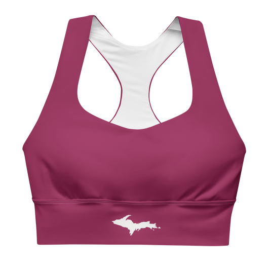 Michigan Upper Peninsula Longline Sports Bra (w/ UP Outline) | Ruby Red