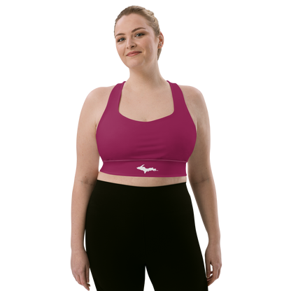 Michigan Upper Peninsula Longline Sports Bra (w/ UP Outline) | Ruby Red