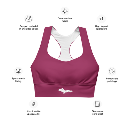 Michigan Upper Peninsula Longline Sports Bra (w/ UP Outline) | Ruby Red