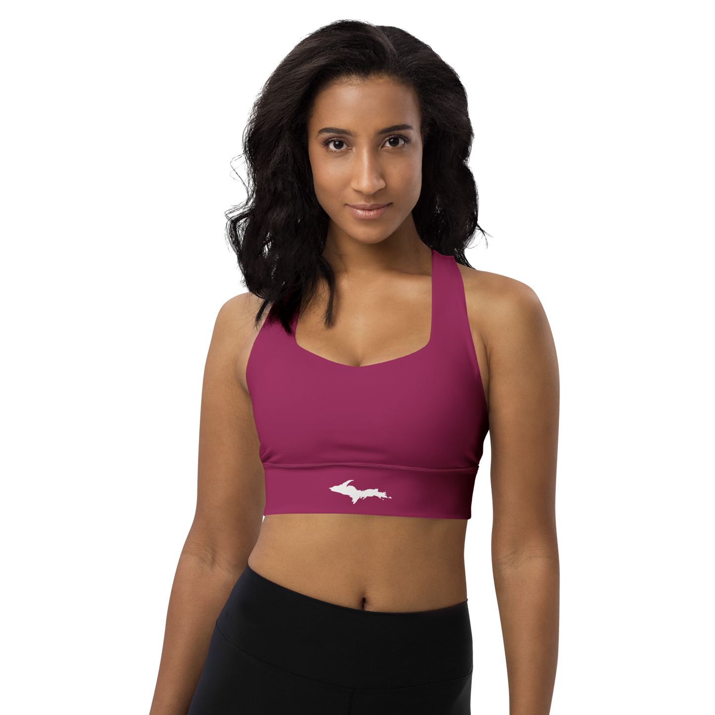 Michigan Upper Peninsula Longline Sports Bra (w/ UP Outline) | Ruby Red