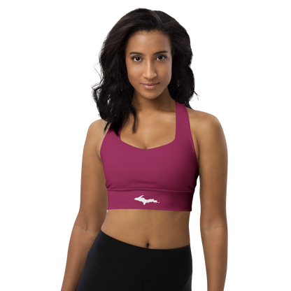 Michigan Upper Peninsula Longline Sports Bra (w/ UP Outline) | Ruby Red