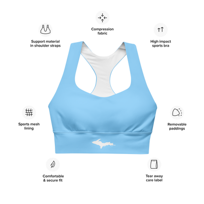 Michigan Upper Peninsula Longline Sports Bra (w/ UP Outline) | DTW Blue