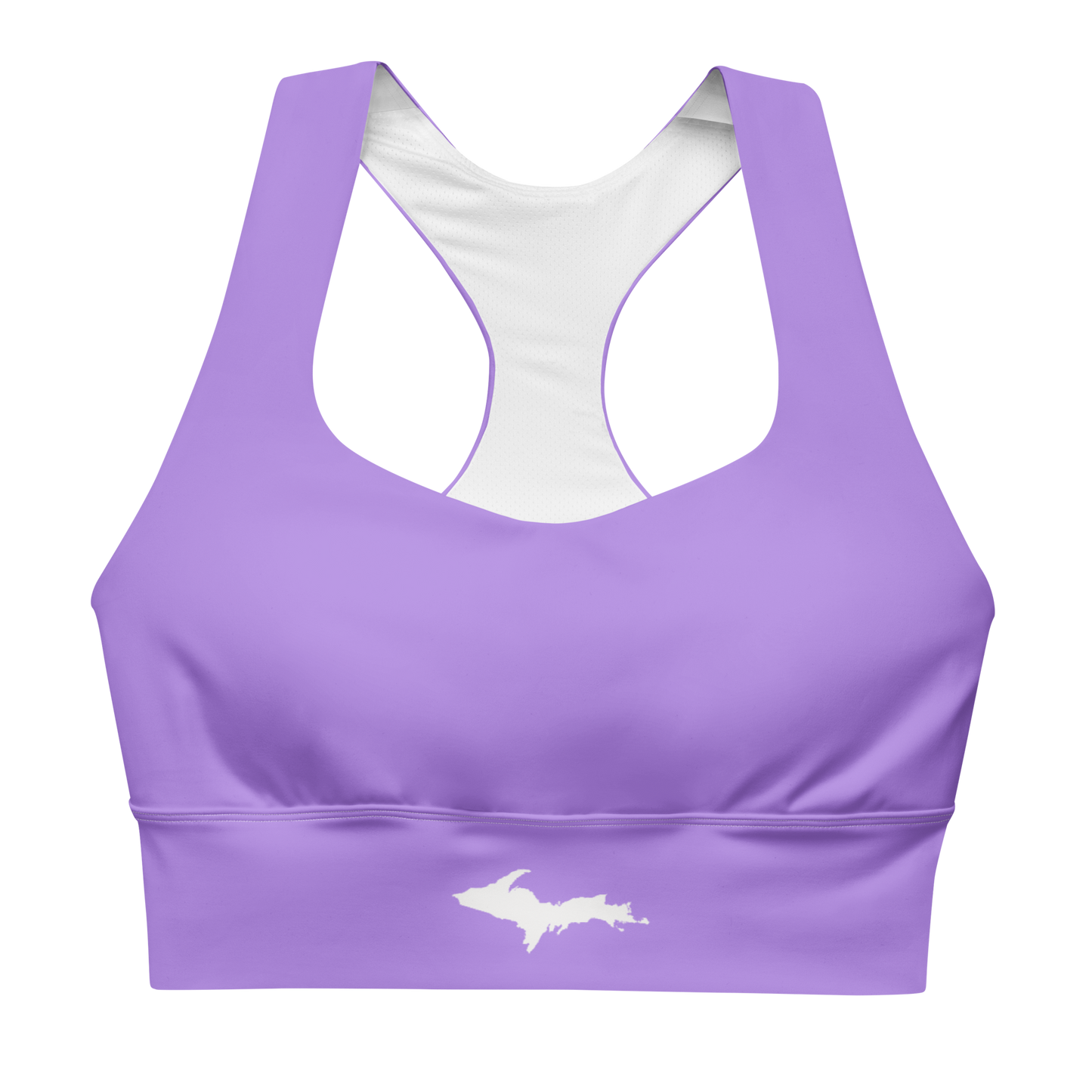 Michigan Upper Peninsula Longline Sports Bra (w/ UP Outline) | Lavender