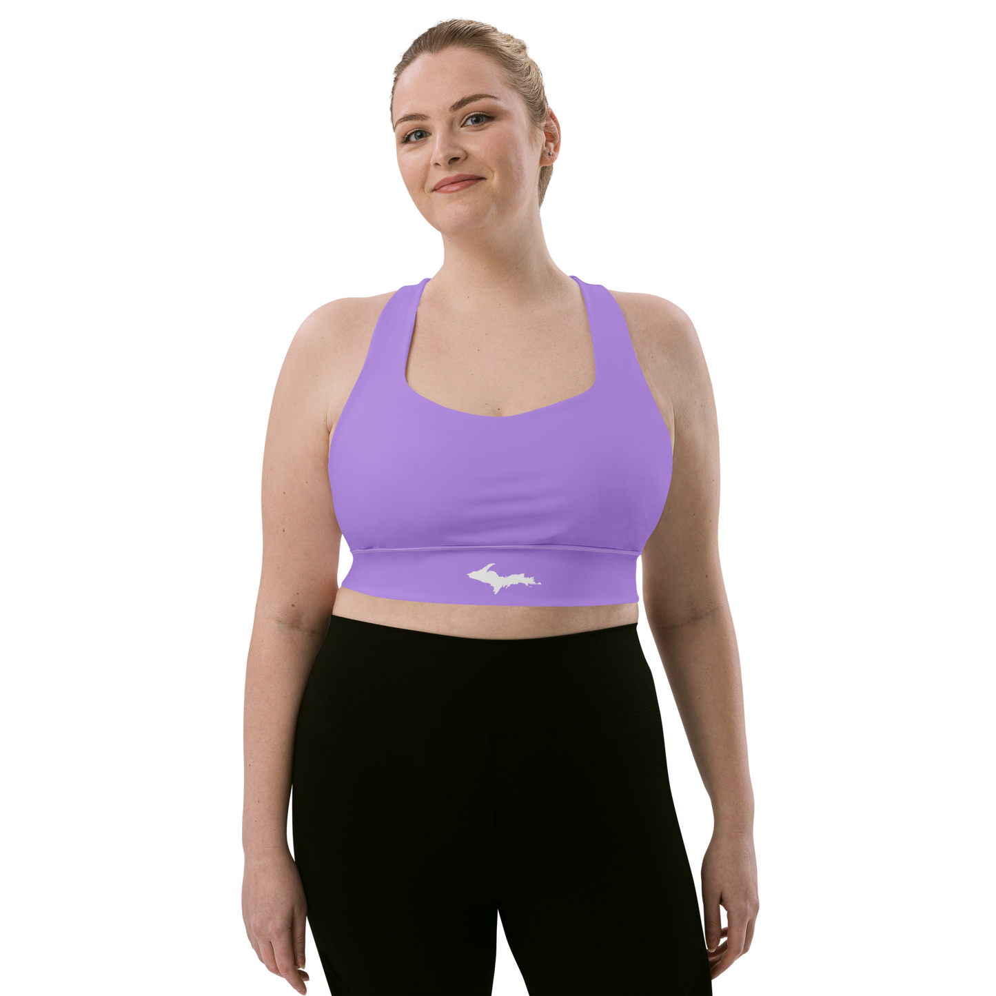 Michigan Upper Peninsula Longline Sports Bra (w/ UP Outline) | Lavender