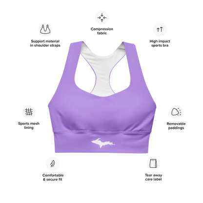 Michigan Upper Peninsula Longline Sports Bra (w/ UP Outline) | Lavender