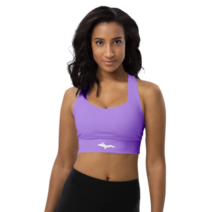 Michigan Upper Peninsula Longline Sports Bra (w/ UP Outline) | Lavender