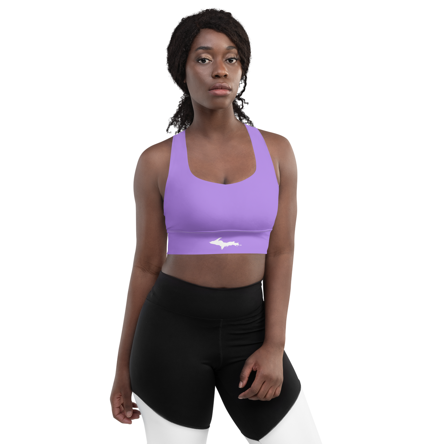 Michigan Upper Peninsula Longline Sports Bra (w/ UP Outline) | Lavender