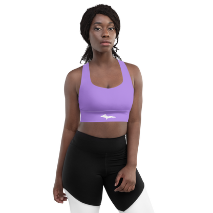 Michigan Upper Peninsula Longline Sports Bra (w/ UP Outline) | Lavender