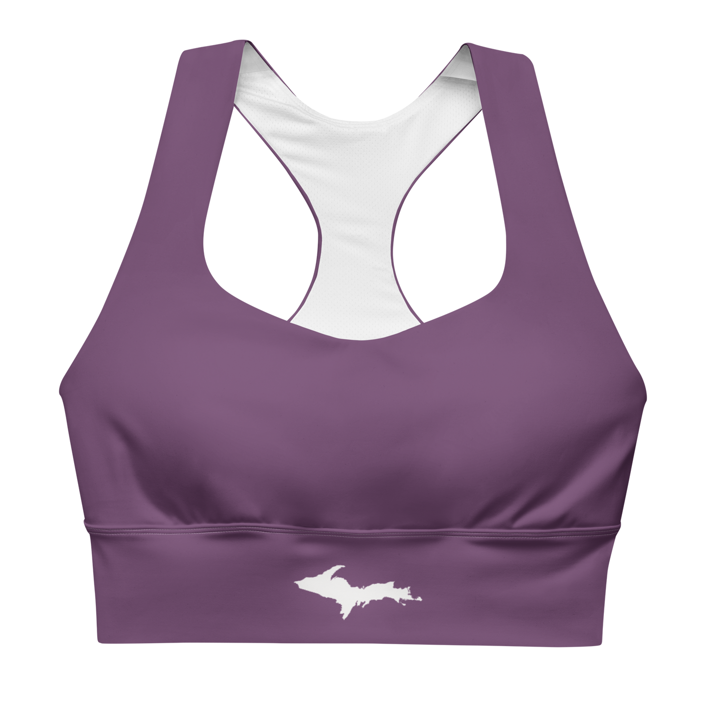 Michigan Upper Peninsula Longline Sports Bra (w/ UP Outline) | Plum