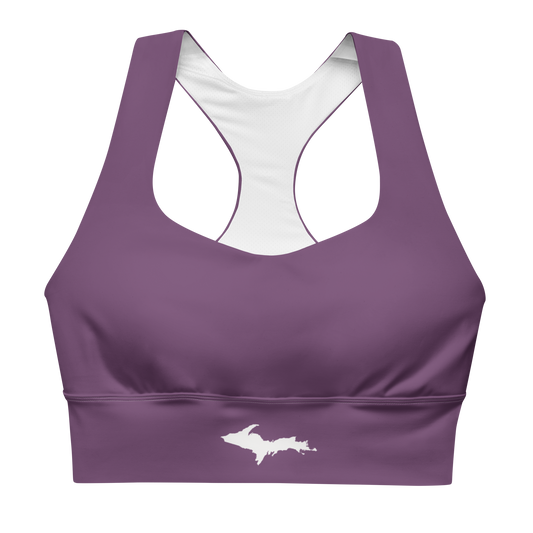 Michigan Upper Peninsula Longline Sports Bra (w/ UP Outline) | Plum