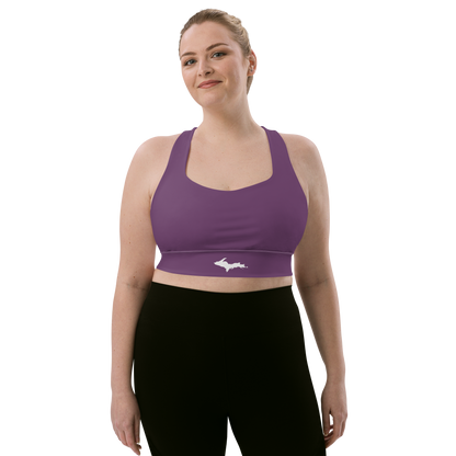 Michigan Upper Peninsula Longline Sports Bra (w/ UP Outline) | Plum